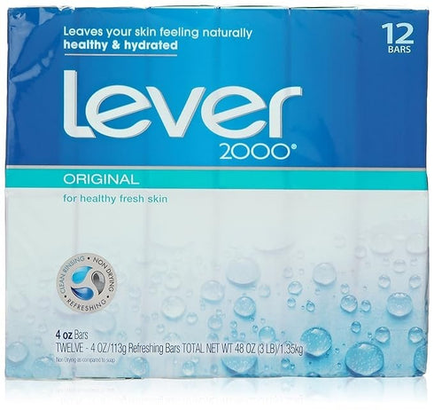 Lever 2000 Bar Soap, Original, 3.75 oz, 12 bar Total Net 45oz... Ships In24 Hour